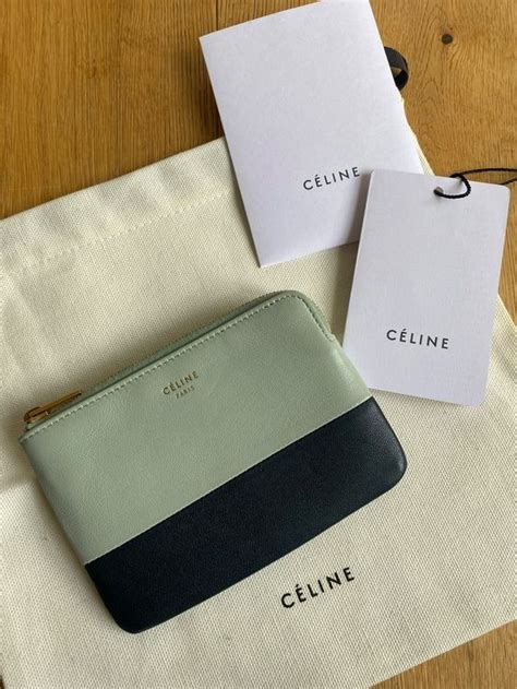 celine coin and card pouch|Coin and card pouch with hook in laminated grained calfskin.